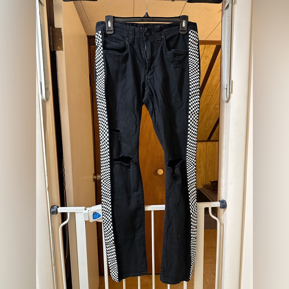 Empyre Black and Checkered Skinny Jeans